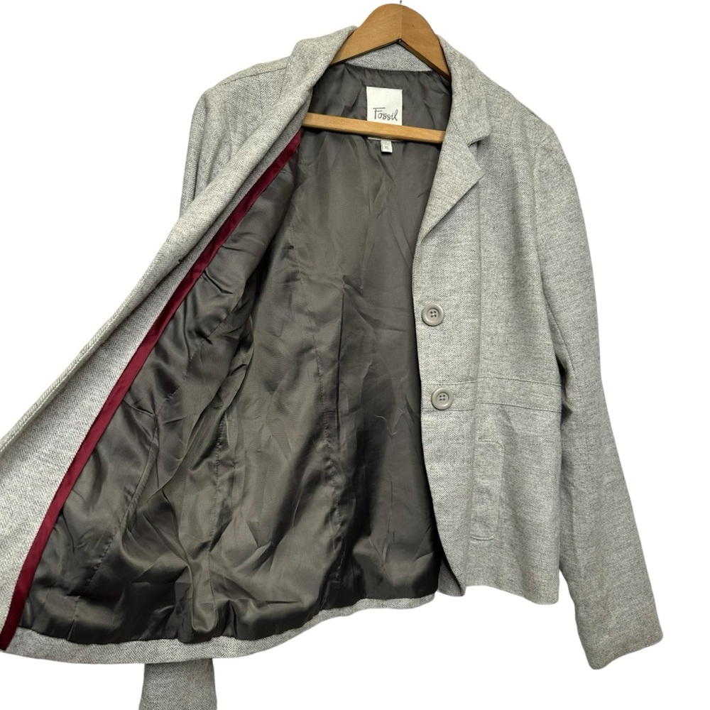 Fossil Gray Wool And Rayon Blend Two Button Blaze… - image 3